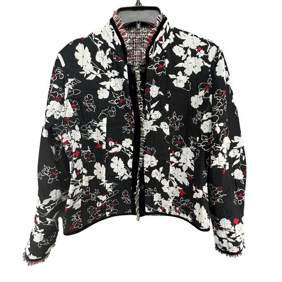 Bay Studio Reversible Blazer Jacket Womens 10 Tweed Floral Versatile Workwear - Picture 4 of 16